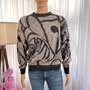 VIVALDI Abstract Multicolor Men’s Sweater Size M Medium Vintage Linen Blend NWT